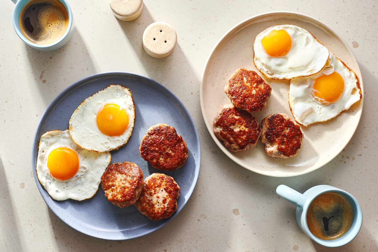 Simple Homemade Breakfast Sausage Patties on plate with eggs