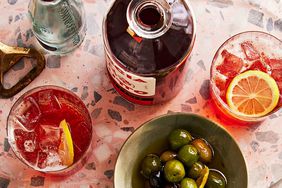 Amaro Spritz with olives