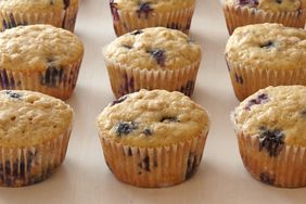 blueberry oatmeal muffins on a counter