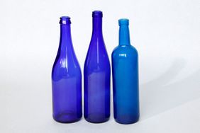 Blue glass bottles