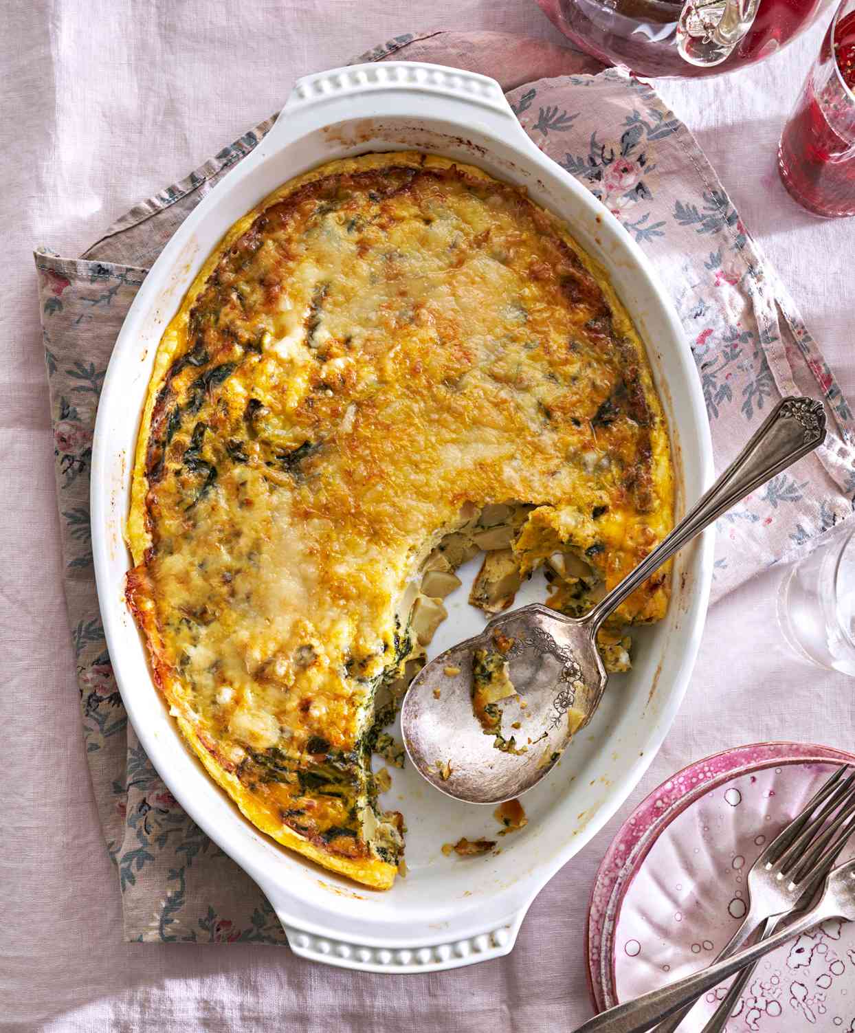 Cheesy Spinach-Potato Egg Casserole