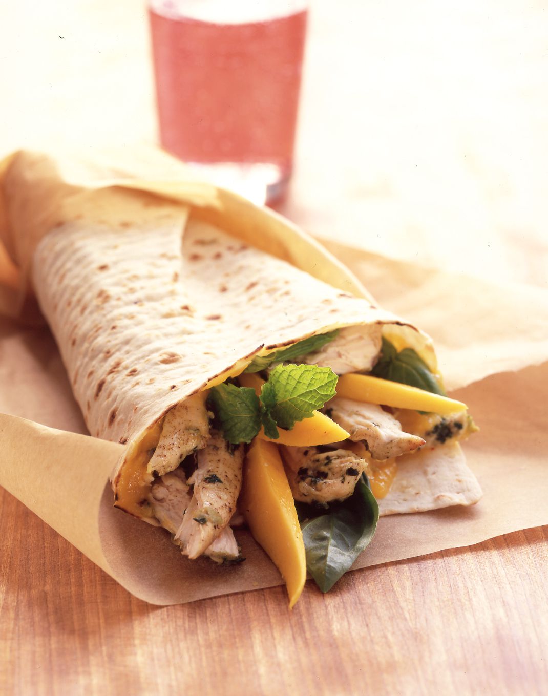 Chicken Wraps with Mango, Basil, and Mint