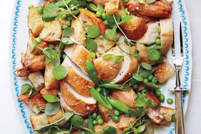 Roasted-Chicken Bread Salad with Peas