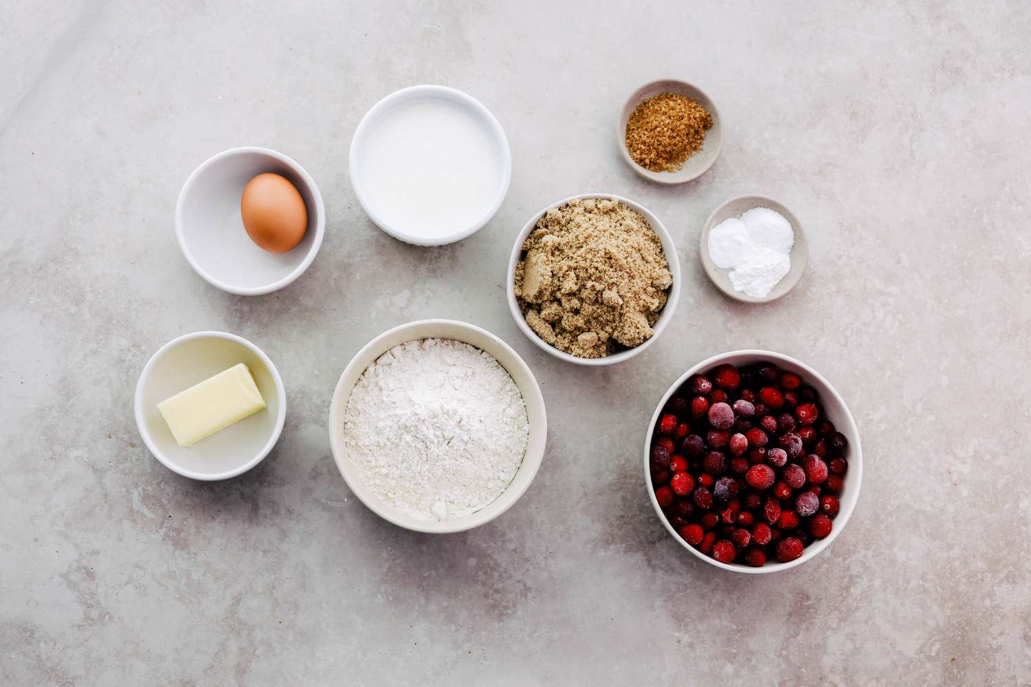 Cranberry Bread ingredients in bowls