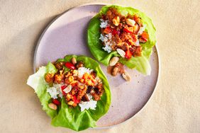 crumbled-tofu-and-shiitake lettuce cups