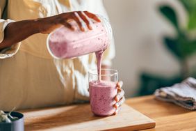 Pouring smoothie for hydration