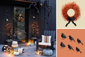 Composite of halloween porch decorations