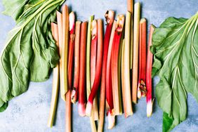 rhubarb on grey background