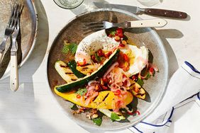 grilled summer squash with hot honey and ricotta