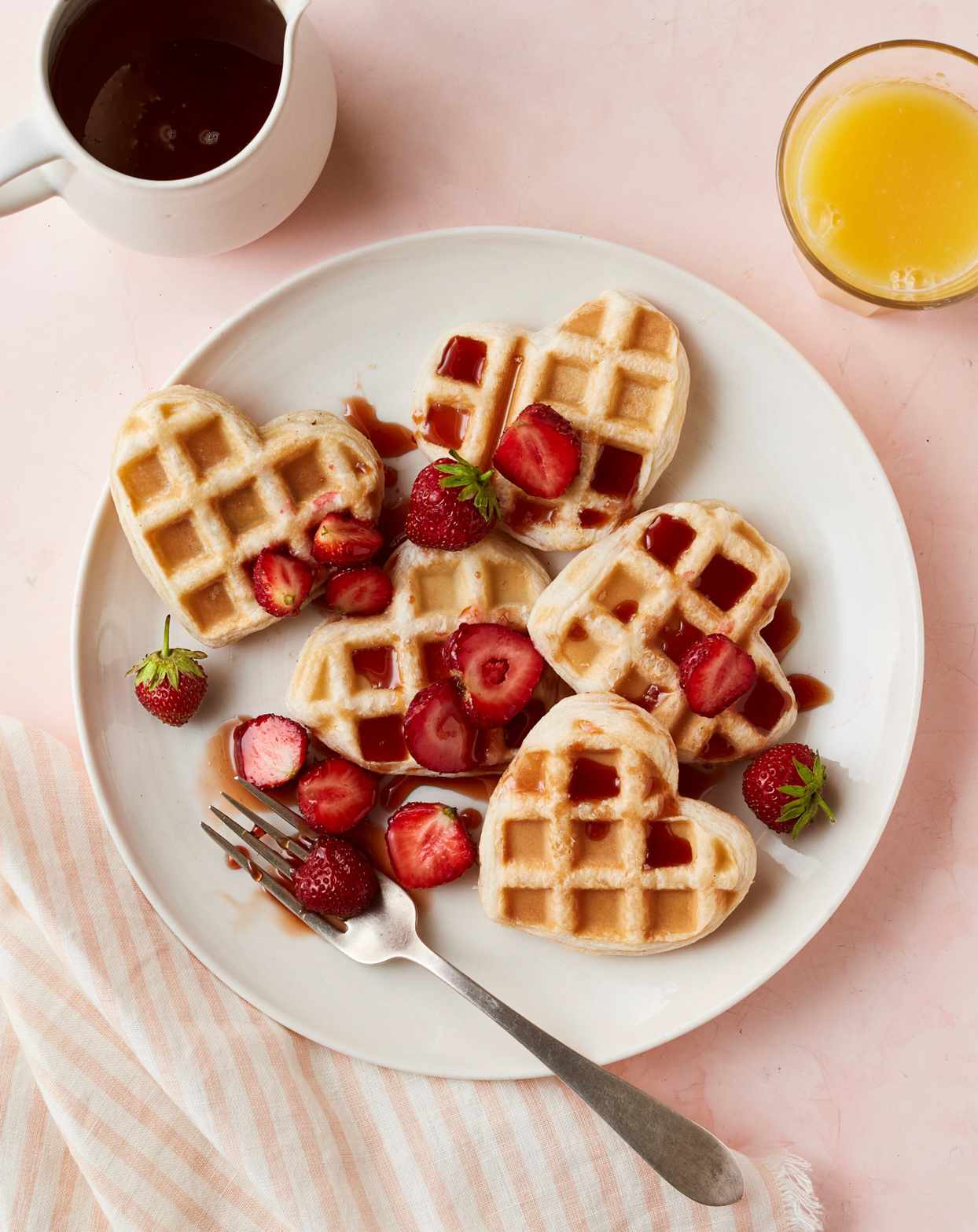 puff-pastry waffle hearts puffles topped with strawberries