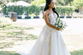 silk and tulle Galia Lahav bridal gown with embroidered appliques