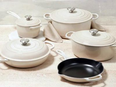 Le Creuset cookware in white color