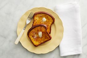 two slices of baked french toast on a plate