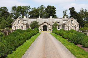 country home boxwood evergreen border