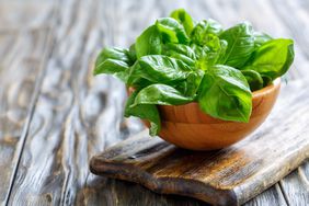 Basil leaves in a bowl