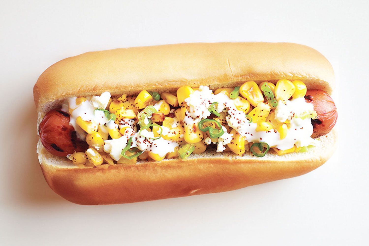 Hot dog with corn