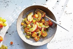 Peach herb sungold tomato salad