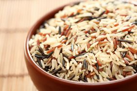 Mixed rice in a bowl. Close-up.