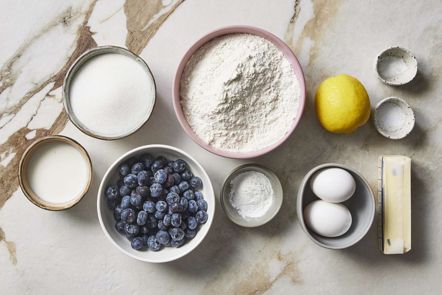 Ingredients for lemon blueberry muffins