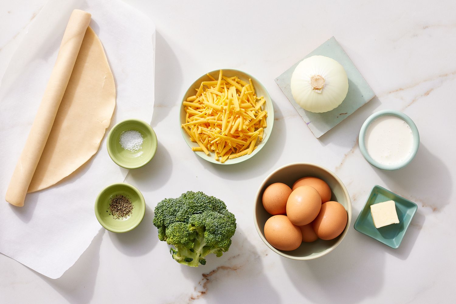 Ingredients for Broccoli Cheddar Quiche