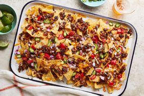 cheesy lentil-and-black-bean nachos