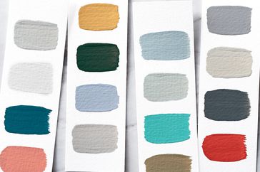 Paint swatches on marble backdrop