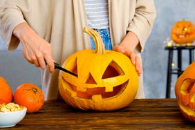 Carving pumpkin for halloween