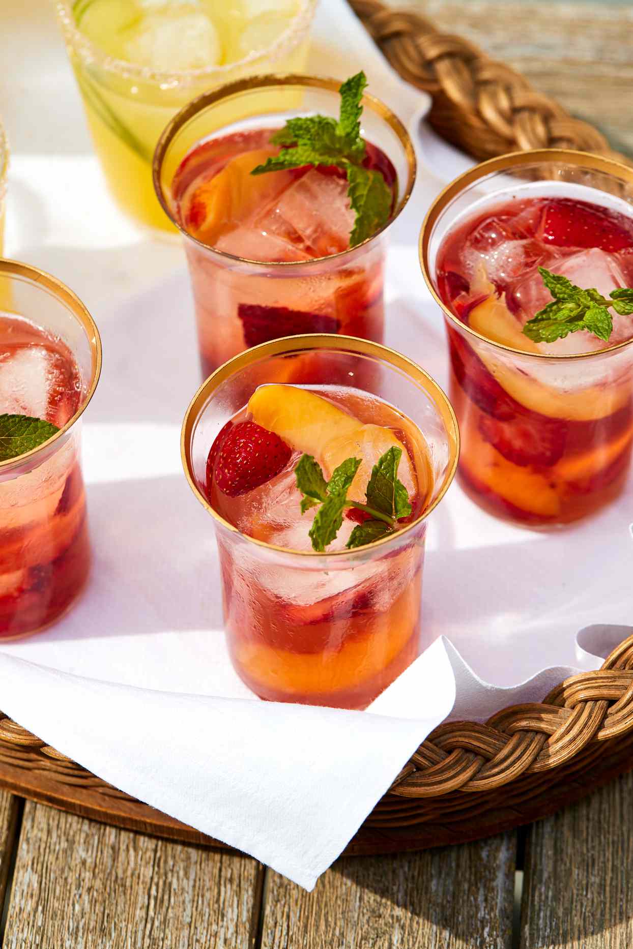 Rose Sangria with Nectarines and Strawberries