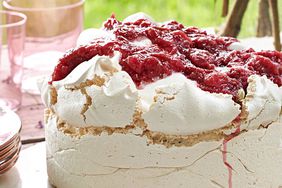 rosy rhubarb meringue cake