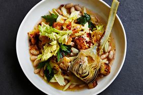 seared artichokes with warm white-bean salad