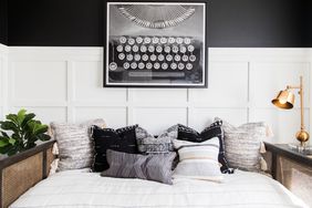 Small minimal bedroom with typewriter art