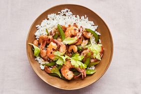 spicy cashew shrimp with rice