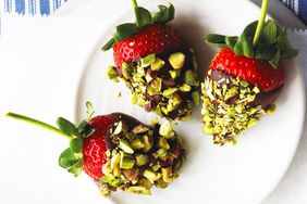 Chocolate and pecan covered strawberries