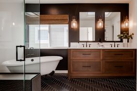 black chevron bathroom tile 