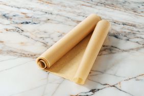 Roll of wax paper on countertop