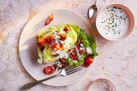 wedge salad served with buttermilk-blue-cheese dressing 