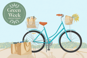 Martha Stewart green week banner with bike